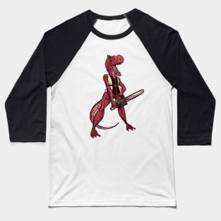 Allosaurus with a Chainsaw Baseball T-Shirt